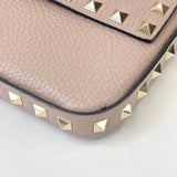 VALENTINO ROCKSTUD POUDRE PEBBLED LEATHER TOP HANDLE MINI CROSSBODY