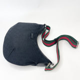 GUCCI BLK CANVAS & WEB STRAP SADDLE CROSSBODY 