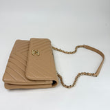 CHANEL TRENDY CC FLAP IN CAMEL CHEVRON QUILTED LAMBSKN LEA & GHW - BLuxe Boutique
