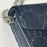 GUCCI DIONYSUS BLK VELVET & CRYSTAL CHAIN WALLET/ CROSSBODY