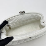 CHANEL TIMELESS CLUTCH IN WHITE CAVIAR LEA & SHW