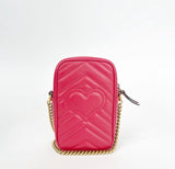 GUCCI GG MARMONT MINI RED LEATHER CROSSBODY