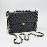 CHANEL SINGLE FLAP JUMBO IN BLK CAVIAR LEA & GHW - BLuxe Boutique