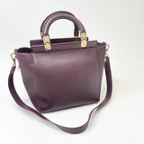 GIVENCHY HGD BURGUNDY LEA 2 WAY TOTE BAG