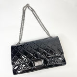 CHANEL 227 REISSUE BLK PATENT & RUTHENIUM HE DOUBLE FLAP BAG