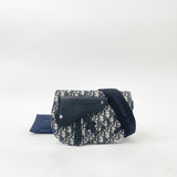 CHRISTIAN DIOR SADDLE OBLIQUE CANVAS & BLK LEA CROSSBODY BAG