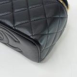 CHANEL RECTANGULAR METAL TOP HANDLE VANITY IN BLK LMBSKN & BRUSHED GHW