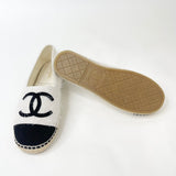 CHANEL WHT/ BLK TINSEL ESPADRILLES sz 39