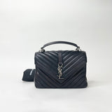 SAINT LAURENT MEDIUM COLLEGE BAG IN BLK LEA & RHW