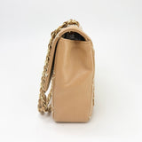 CHANEL WILD STITCH FLAP BAG IN BEIGE CALFSKIN LEA & BRUSHED GHW