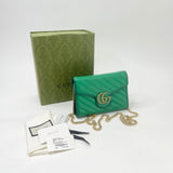 GUCCI MARMONT TORCHON GRN LEATHER CHAIN WALLET