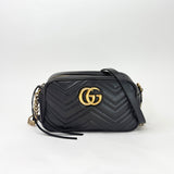 GUCCI MARMONT CAMERA BAG IN BLK LEA & GHW - BLuxe Boutique