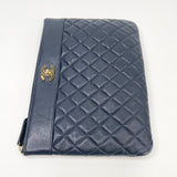 PRE LOVED CHANEL MADEMOISELLE NAVY LEA & GHW O CASE/ CLUTCH