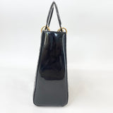 CHRISTIAN DIOR LADY DIOR LARGE TOTE IN BLK PATENT LEA & GHW