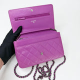 CHANEL BOY WOC IN PURPLE LAMB LEA & RUTHENIUM HW