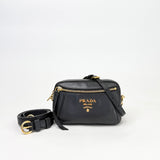 PRADA MINI DAINO BLK LEA CROSSBODY + BELTBAG - BLuxe Boutique