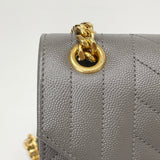 SAINT LAURENT ENVELOPE BAG IN FOG GREY QUILTED MATELASSE LMSKN LEA & GHW
