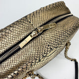 CHANEL IRRIDESCENT GOLD PYTHON & BLK CALF LEA BOWLER BAG