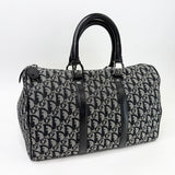 CHRISTIAN DIOR BLK TROTTER CANVAS BOSTON 35 TOTE