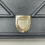 CHRISTIAN DIOR DIORAMA BLK CLFSKN LEA & GHW WALLET ON CHAIN