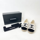 CHANEL WHT/ BLK TINSEL ESPADRILLES sz 39