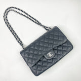 CHANEL BLK CAVIAR LEA LARGE DOUBLE FLAP SHW