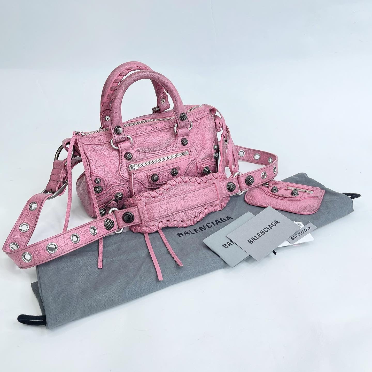 BALENCIAGA MINI CITY PINK DISTRESSED LEA CROSSBODY BLuxe Boutique