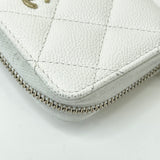 CHANEL CLASSIC ZIP COIN/ CARD CASE IN WHT CAV LEA & GHW