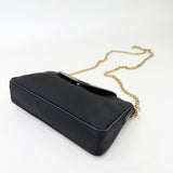 PRADA BLK TESSUTO NYLON & SAFFIANO LEA FLAP CROSSBODY POUCH