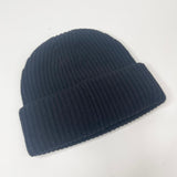 CHANEL BLK / WHT WOOL & CASHMERE BEANIE HAT