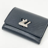 LOUIS VUITTON TWIST COMPACT WALLET IN BLK EPI LEA & SHW