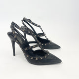 VALENTINO ROCKSTUD NOIR/BLK MATTE LEA PUMPS SZ 38.5