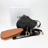 CHRISTIAN DIOR MEDIUM BLK PEBBLED LEA SADDLE W STRAP