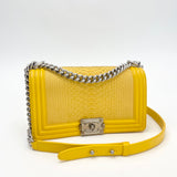 PRE LOVED CHANEL MEDIUM BOY IN YELLOW PYTHON LEA W RHW