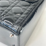CHRISTIAN DIOR LADY DIOR MEDIUM IN BLK PAT & SHW W STRAP