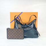 LOUIS VUITTON CARRYALL VIBE MM IN BLK LMSKIN LEA & SHW + POUCH