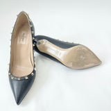 VALENTINO ROCKSTUD BLK PEBBLED LEA PUMPS W GHW sz 39.5