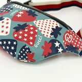 GUCCI MULTI COLOR STRAWBERRY PRINT COATED CANVAS MINI BELT BAG