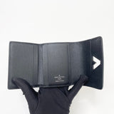 LOUIS VUITTON TWIST COMPACT WALLET IN BLK EPI LEA & SHW
