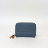 CHRISTIAN DIOR LADY DIOR VOYAGEUR GREY LAMBSKIN WALLET 
