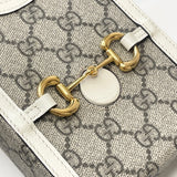 GUCCI HORSEBIT 1955 SUPREME CANVAS & WHT LEA MINI CROSSBODY BAG 