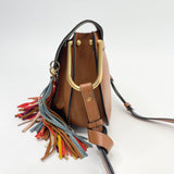 CHLOE HUDSON MULTI COLOR TASSEL & BRN LEATHER CROSSBODY