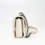 CHANEL PERFECT EDGE FLAP BAG IN AGED WHITE CALFSKIN LEA & RUTHENIUM HW