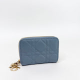 CHRISTIAN DIOR LADY DIOR VOYAGEUR GREY LAMBSKIN WALLET 