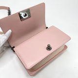 CHANEL SMALL BOY IN PATENT CRM & LT PINK LEATHER W SILVER HARDWARE BAG