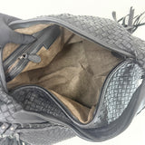 BOTTEGA VENETA WOVEN BLK CALF LEA LARGE FRINGE HOBO - BLuxe Boutique