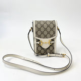 GUCCI HORSEBIT 1955 SUPREME CANVAS & WHT LEA MINI CROSSBODY BAG 