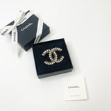 CHANEL STRASS STARS CRYSTAL & LEATHER WOVEN BROOCH