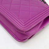CHANEL BOY WOC IN PURPLE LAMB LEA & RUTHENIUM HW