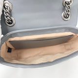 GUCCI SMALL MARMONT FLAP BAG IN GRAY LEA & SHW